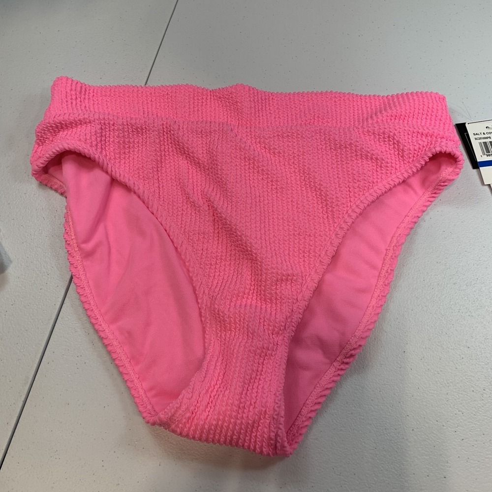 Salt & Cove Junior's Swim Bikini Bottom XL Pink Ribbed High Waist